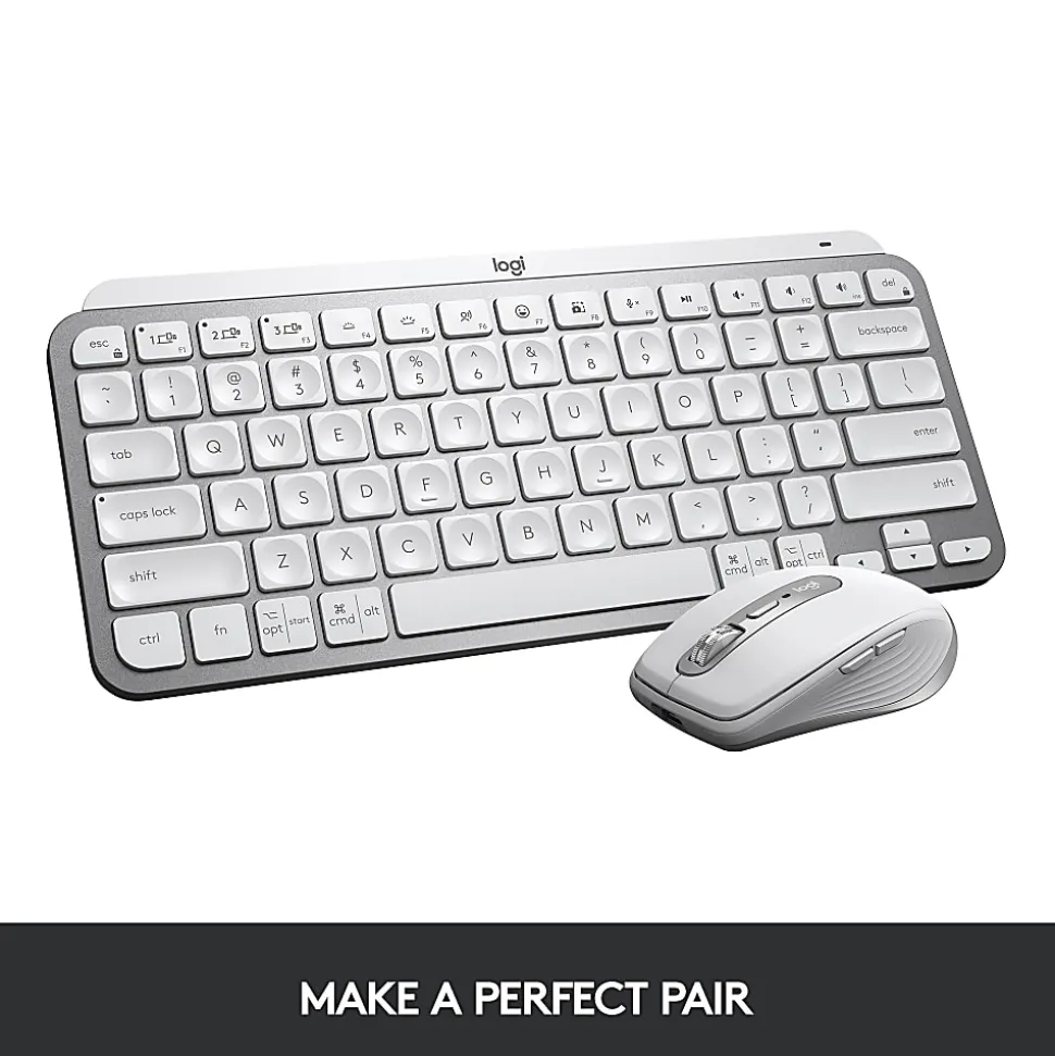 Logitech® MX Keys Mini Minimalist Wireless Illuminated Keyboard, Pale Gray
