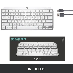 Logitech® MX Keys Mini Minimalist Wireless Illuminated Keyboard, Pale Gray