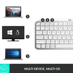 Logitech® MX Keys Mini Minimalist Wireless Illuminated Keyboard, Pale Gray
