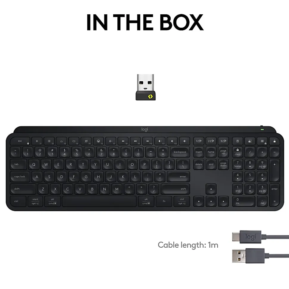 Logitech® MX Keys S Wireless Keyboard, Full Size, Black, 920-011406