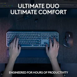 Logitech® MX Keys S Wireless Keyboard And Mouse Combo With Palm Rest, Full Size, 22% Recycled, Black, 920-012274