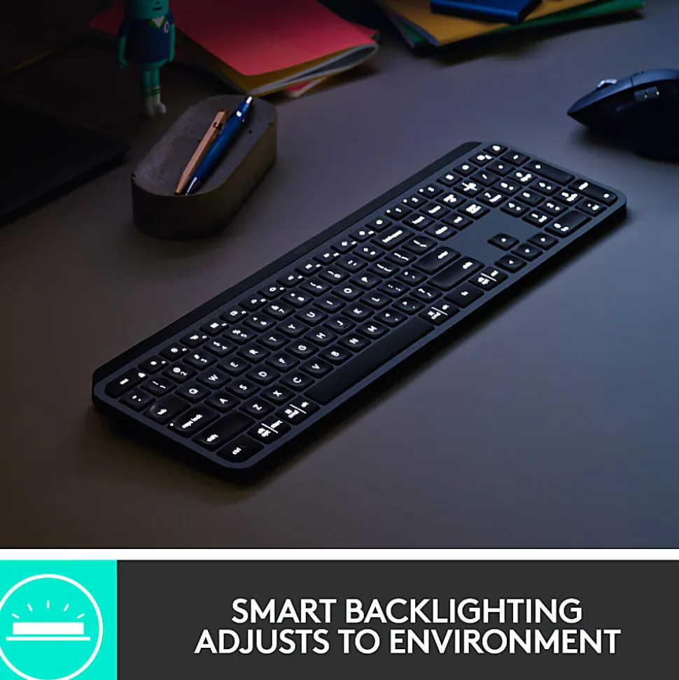 Logitech MX Keys Wireless Illuminated Keyboard for Business, Quiet Perfect-Stroke Keys, Logi Bolt Technology - 920010116