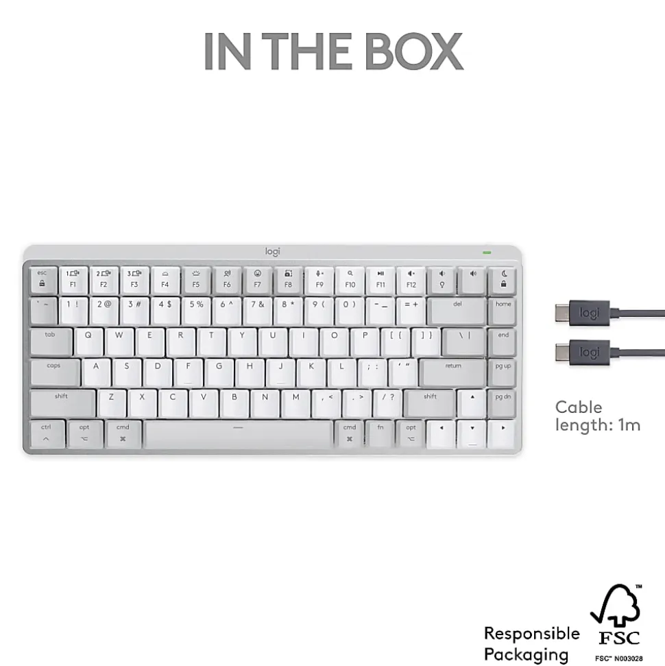Logitech MX Mechanical Mini for Mac Wireless Illuminated Keyboard, Low-Profile Switches, Tactile Quiet Keys, Pale Gray - 920010553