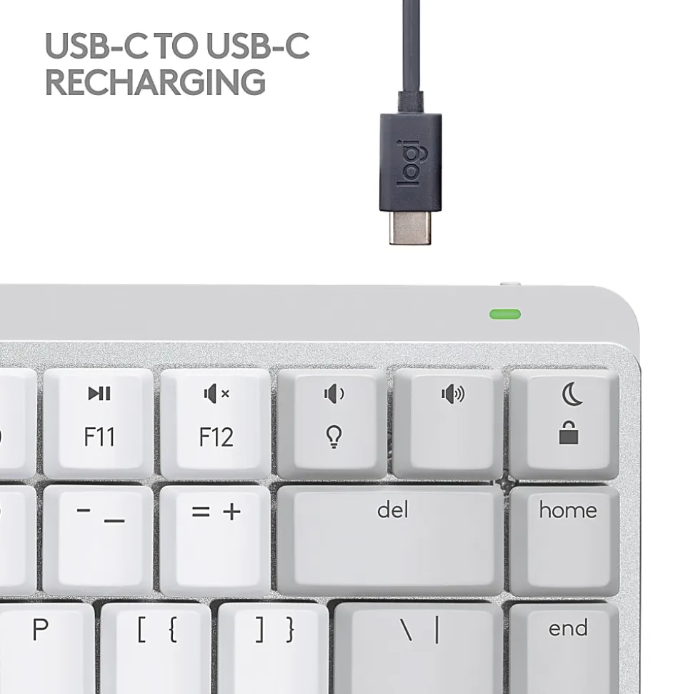 Logitech MX Mechanical Mini for Mac Wireless Illuminated Keyboard, Low-Profile Switches, Tactile Quiet Keys, Pale Gray - 920010553