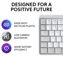 Logitech MX Mechanical Mini for Mac Wireless Illuminated Keyboard, Low-Profile Switches, Tactile Quiet Keys, Pale Gray - 920010553