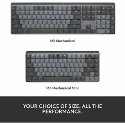 Logitech MX Mechanical Wireless Illuminated Performance Keyboard, Clicky Switches, Backlit Keys, Bluetooth - 920010549