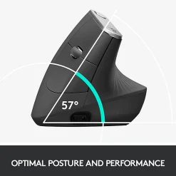 Logitech MX Vertical Advanced Ergonomic Wireless Mouse, Control and Move Content Between 3 Windows and Apple Computers, Graphite - 910-005447