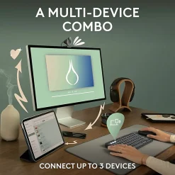 Logitech Pebble 2 Combo, Wireless Keyboard and Mouse, Quiet and Portable, Customizable, Logi Bolt, Tonal Graphite - 920012061