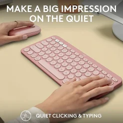 Logitech Pebble 2 Combo, Wireless Keyboard and Mouse, Quiet and Portable, Customizable, Logi Bolt, Tonal Rose - 920012199