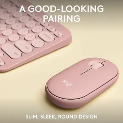 Logitech Pebble 2 Combo, Wireless Keyboard and Mouse, Quiet and Portable, Customizable, Logi Bolt, Tonal Rose - 920012199
