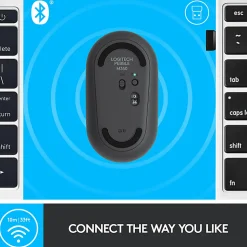 Logitech Pebble M350 Wireless Mouse with Bluetooth or 2.4 GHz Receiver, Silent, Slim Computer Mouse with Quiet Click, Graphite