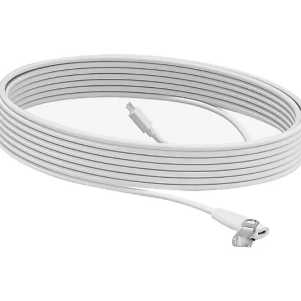 Logitech Rally Mic Pod Extension Cable, 33 ft, White - 32.81 ft Audio Cable - 952000047