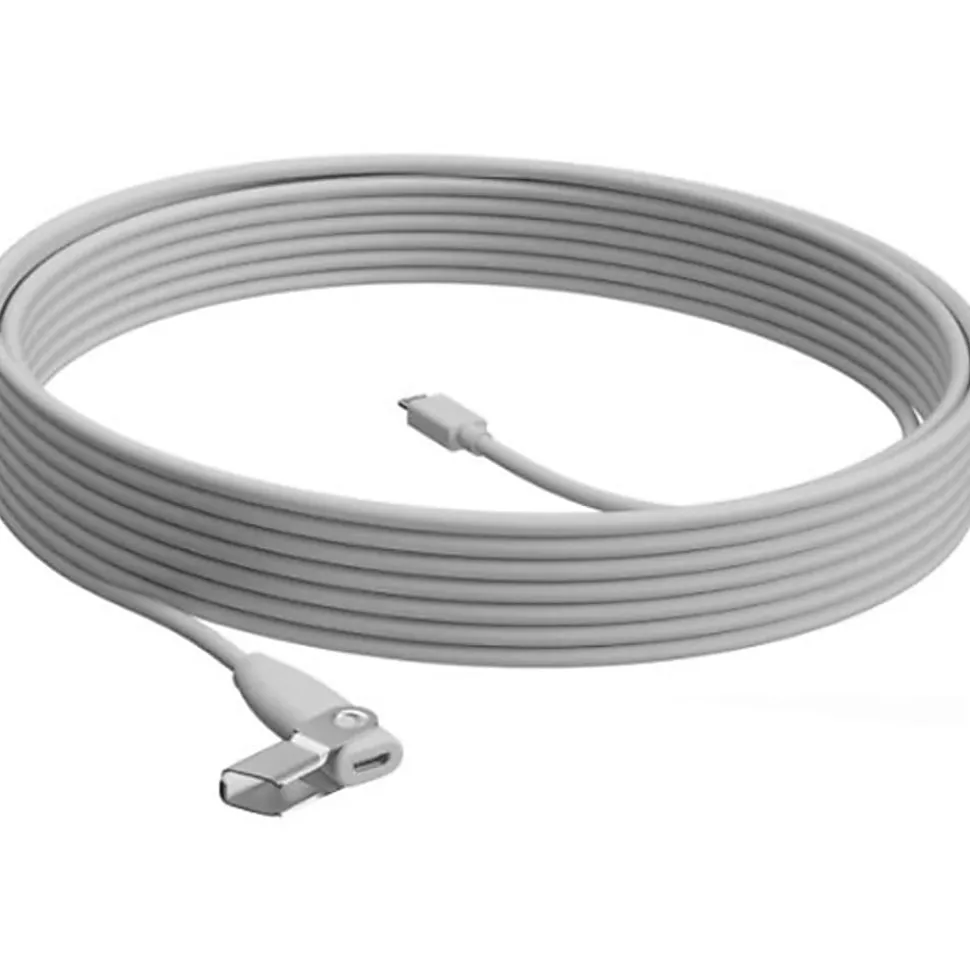 Logitech Rally Mic Pod Extension Cable, 33 ft, White - 32.81 ft Audio Cable - 952000047