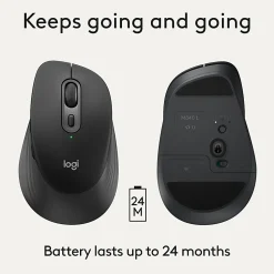 Logitech Signature Comfort M840 L Wireless Mouse, Bluetooth Mouse with Silent Clicks, SmartWheel, Customizable Buttons, Multi-Device, Black