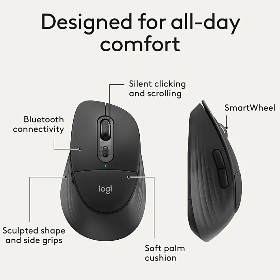 Logitech Signature Comfort Plus Combo MK880 Wireless Keyboard & Mouse Combo, With Palm Rest, For Windows and macOS, Black, 920013968