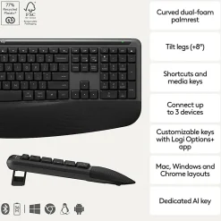 Logitech Signature Comfort Plus Combo MK880 Wireless Keyboard & Mouse Combo, With Palm Rest, For Windows and macOS, Black, 920013968