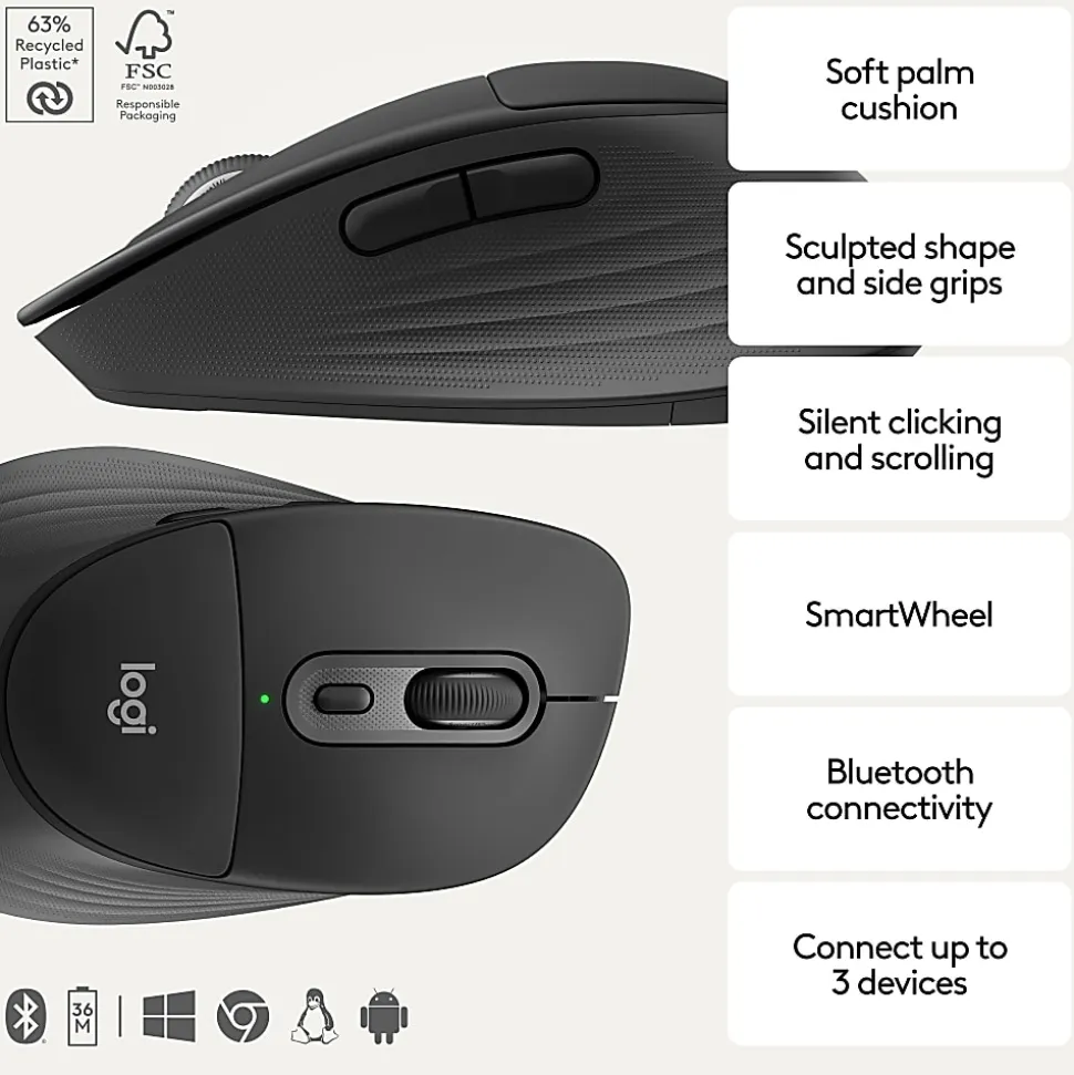 Logitech Signature Comfort Plus Combo MK880 Wireless Keyboard & Mouse Combo, With Palm Rest, For Windows and macOS, Black, 920013968