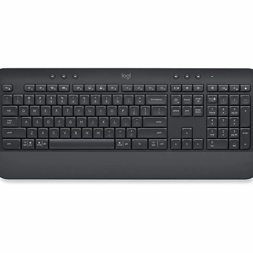Logitech Signature K650 Comfort Full-Size Wireless Keyboard with Wrist Rest, BLE Bluetooth or Logi Bolt, Graphite - 920010908