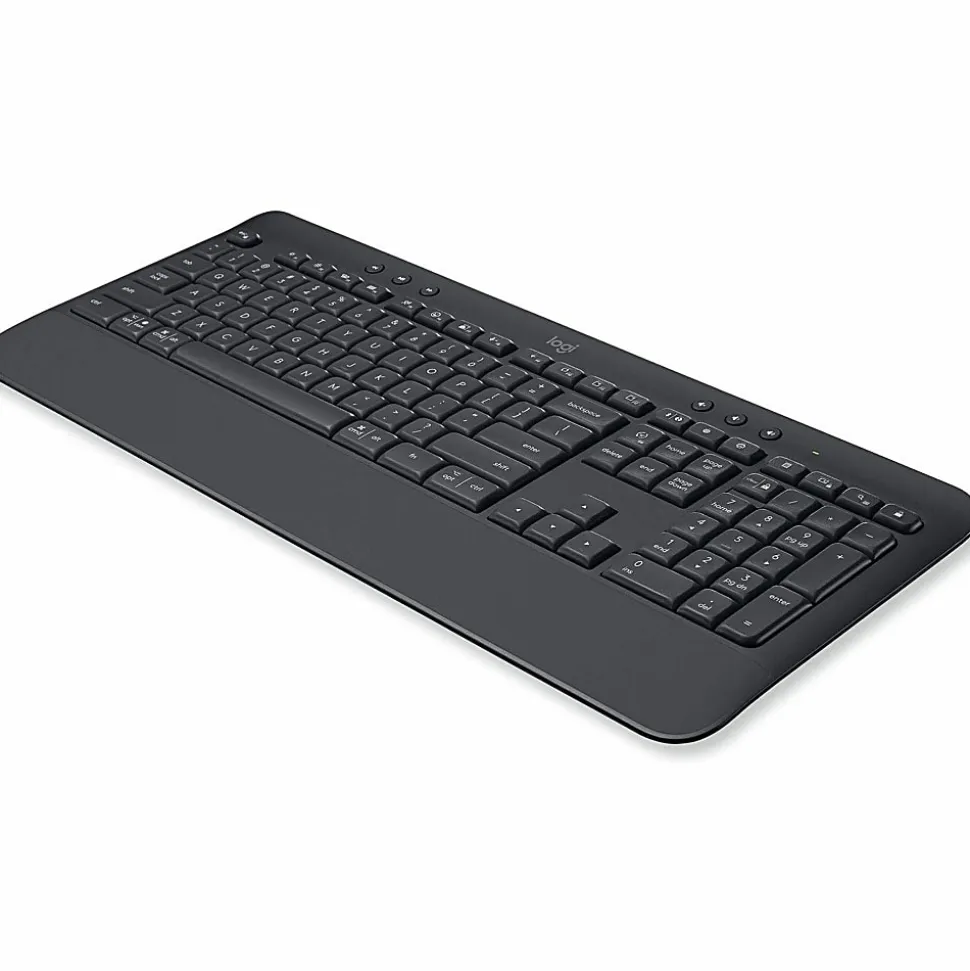 Logitech Signature K650 Comfort Full-Size Wireless Keyboard with Wrist Rest, BLE Bluetooth or Logi Bolt, Graphite - 920010908