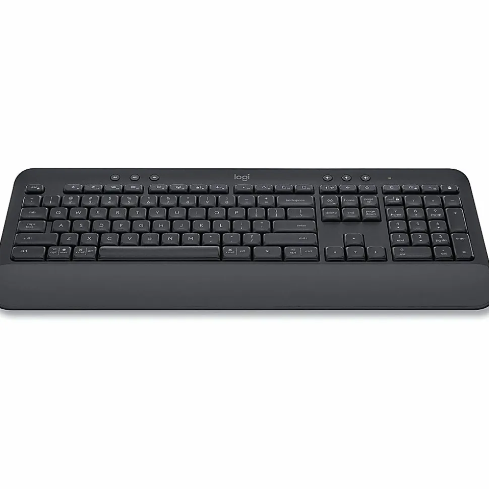 Logitech Signature K650 Comfort Full-Size Wireless Keyboard with Wrist Rest, BLE Bluetooth or Logi Bolt, Graphite - 920010908
