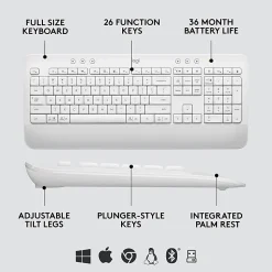 Logitech Signature MK650 Combo For Business Wireless Mouse and Keyboard Combo, Off White