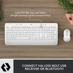 Logitech Signature MK650 Combo For Business Wireless Mouse and Keyboard Combo, Off White