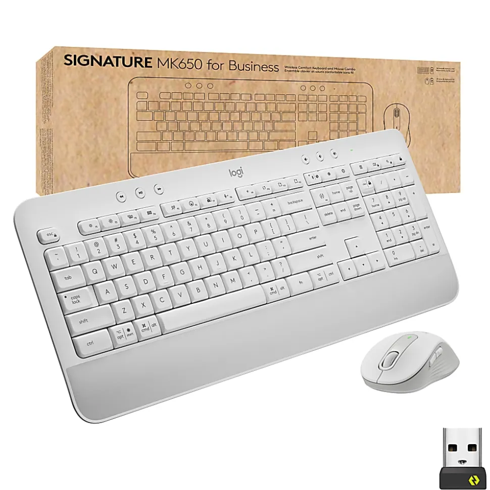Logitech Signature MK650 Combo For Business Wireless Mouse and Keyboard Combo, Off White