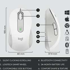 Logitech Signature MK650 Combo For Business Wireless Mouse and Keyboard Combo, Off White