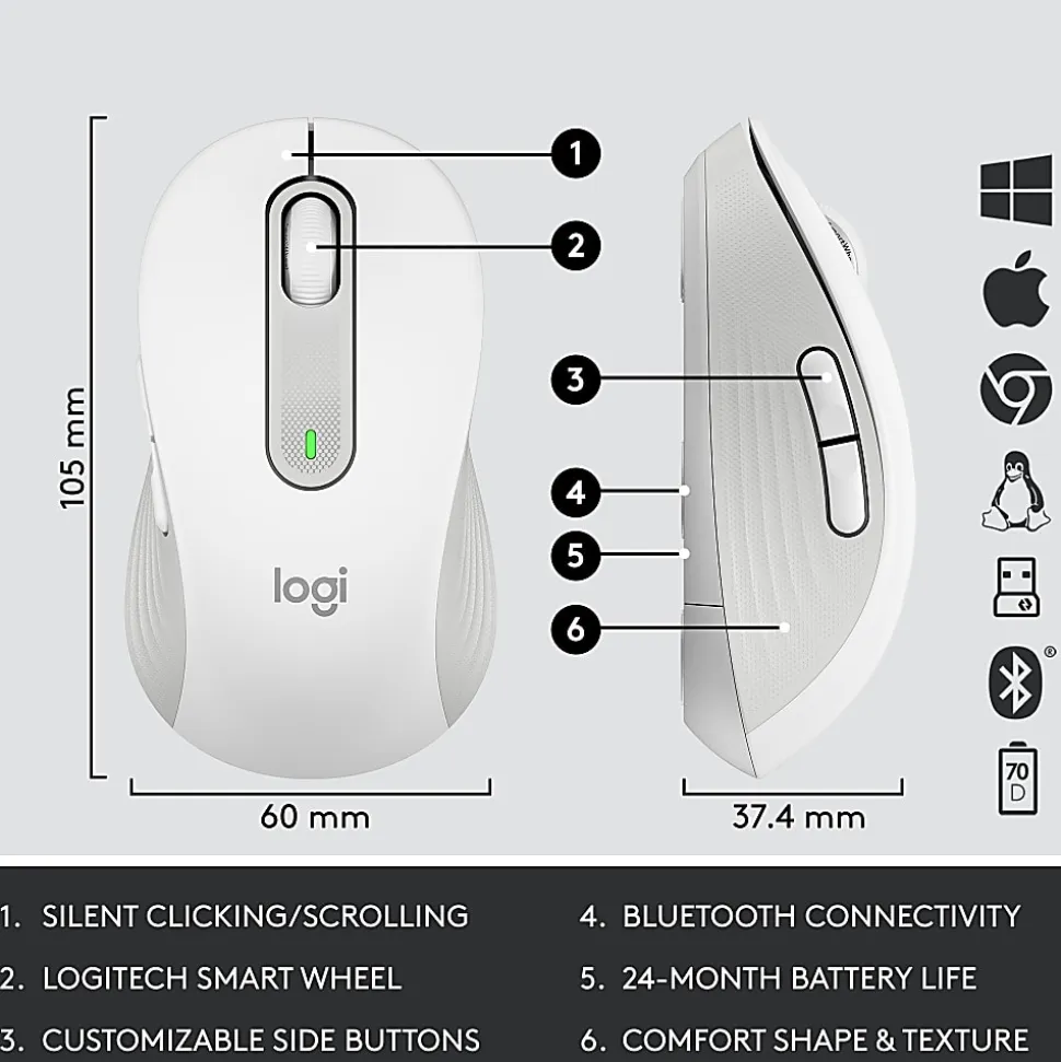 Logitech Signature MK650 Combo For Business Wireless Mouse and Keyboard Combo, Off White