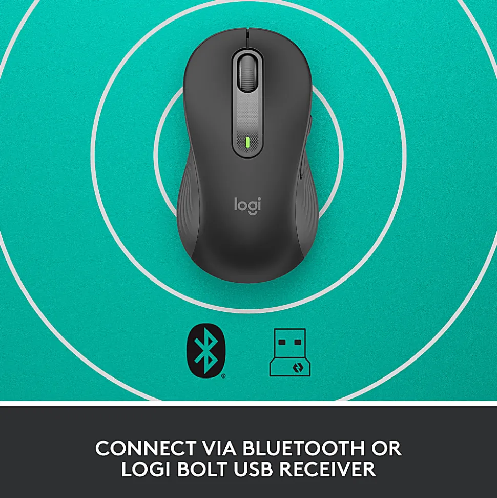 Logitech® Signature M650 Left-Handed Wireless Mouse, Graphite