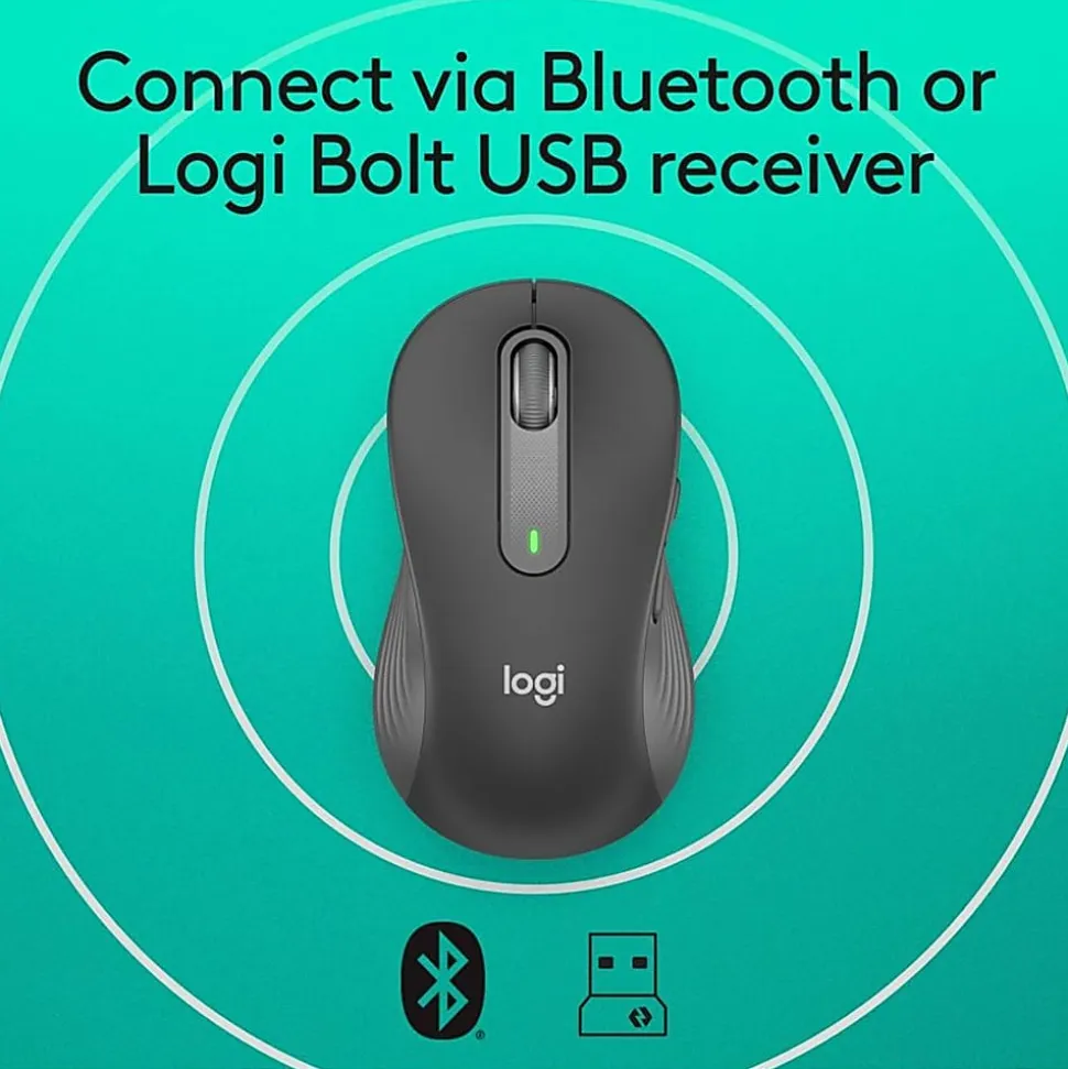 Logitech® Signature M650 Left-Handed Wireless Mouse, Graphite
