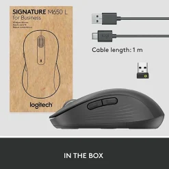 Logitech Signature M650 L for Business (Graphite) - Brown Box - Wireless - Bluetooth/Radio Frequency - 910006346