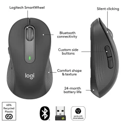 Logitech® Signature M650 L Full Size Wireless Mouse, Graphite
