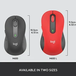 Logitech® Signature M650 L Full-Size Wireless Mouse, Red, 910-006358