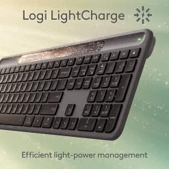 Logitech Signature Slim Solar+ Wireless Keyboard, Bluetooth, Graphite, 920013755