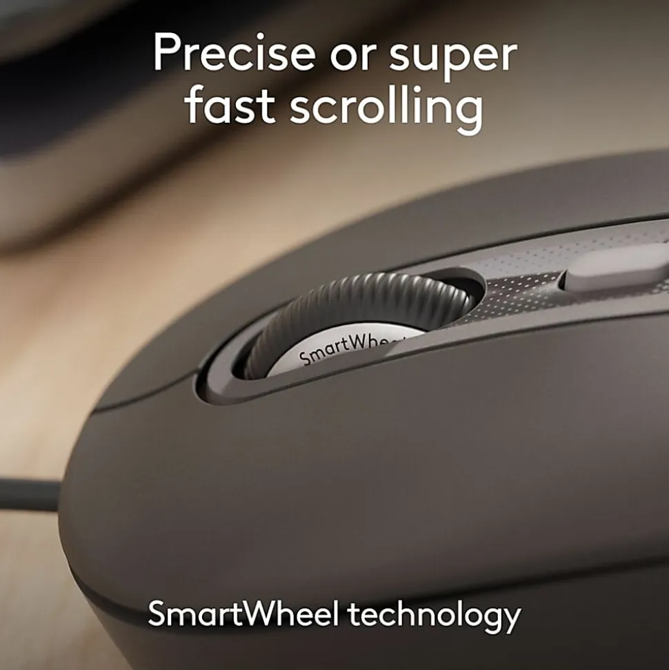 Logitech Signature Wired M520 L for Business, Optical Wired Mouse, USB-C Plug-and-Play, Graphite, 910007497