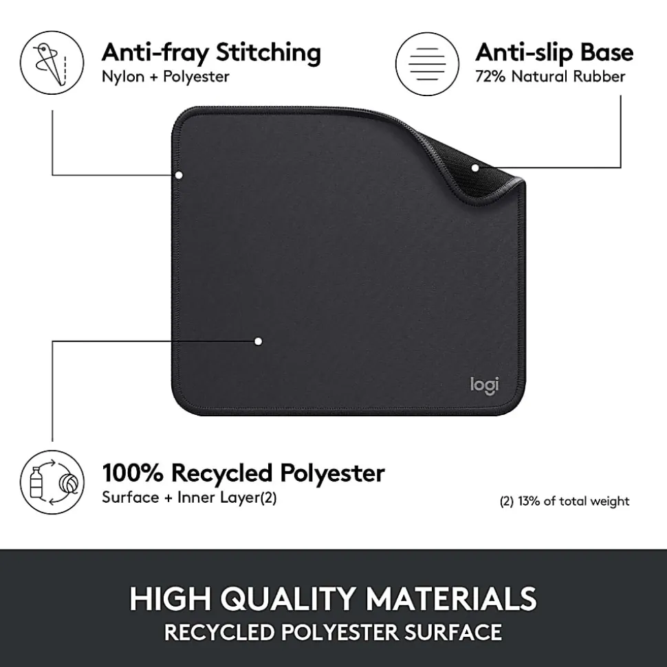 Logitech® Studio Series Mouse Pad, 9-1/8" x 7-15/16", Graphite