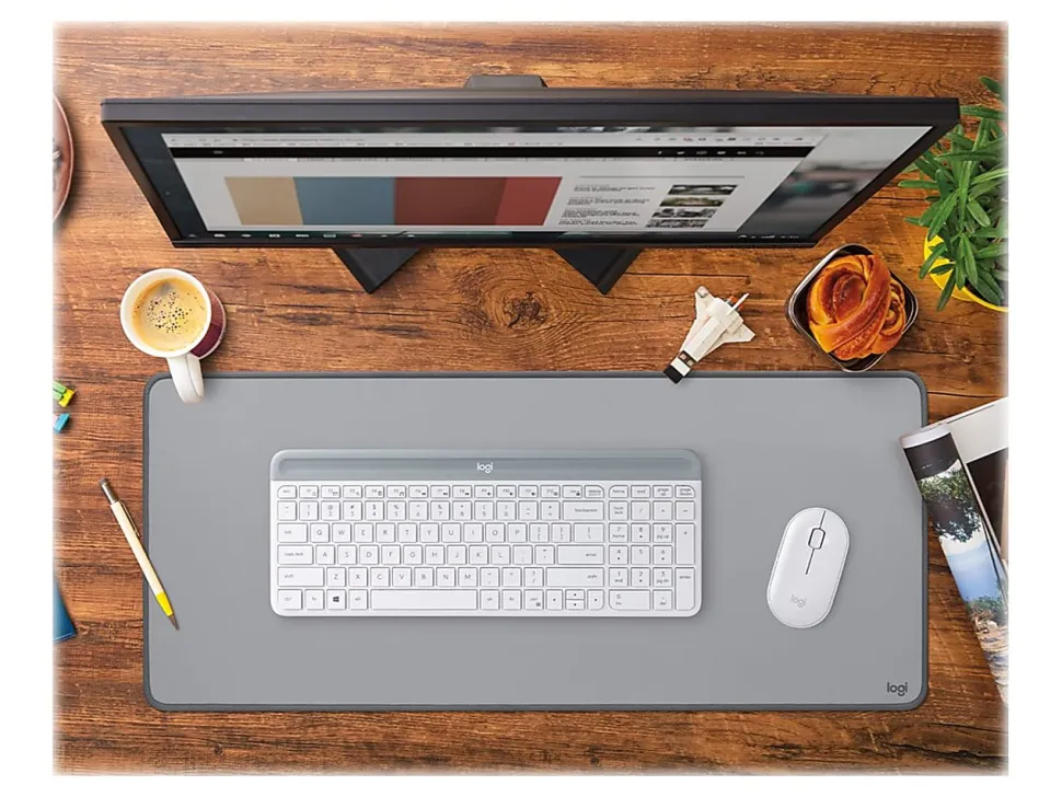 Logitech® Studio Series Multi-Functional Large Desk Mat, 11-13/16” x 27-1/2”, Mid-Gray