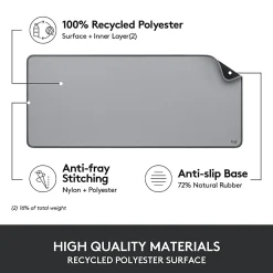 Logitech® Studio Series Multi-Functional Large Desk Mat, 11-13/16” x 27-1/2”, Mid-Gray