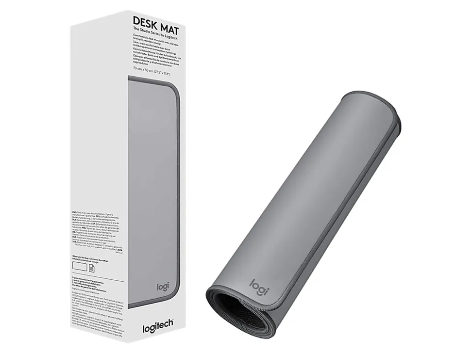 Logitech® Studio Series Multi-Functional Large Desk Mat, 11-13/16” x 27-1/2”, Mid-Gray