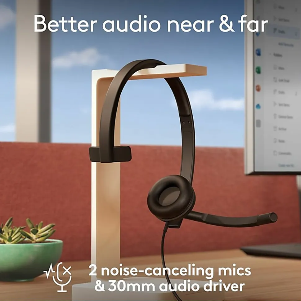 Logitech USB Headset Mono H570e - Mono - USB - Wired - 31.50 Hz to 20 kHz - Over-the-head - Monaural - 981000570