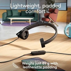 Logitech USB Headset Mono H570e - Mono - USB - Wired - 31.50 Hz to 20 kHz - Over-the-head - Monaural - 981000570