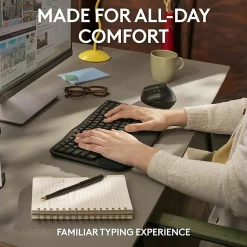Logitech Wave Keys for Business, Wireless Ergonomic Keyboard with Cushioned Palm Rest, Logi Bolt Technology, Graphite - 920012058