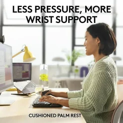 Logitech Wave Keys for Business, Wireless Ergonomic Keyboard with Cushioned Palm Rest, Logi Bolt Technology, Graphite - 920012058