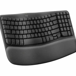 Logitech® Wave Keys Wireless Ergonomic Keyboard With Cushioned Palm Rest, 61% Recycled, Graphite, 920-011898