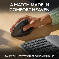 Logitech® Wave Keys Wireless Ergonomic Keyboard With Cushioned Palm Rest, 61% Recycled, Graphite, 920-011898
