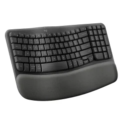 Logitech® Wave Keys Wireless Ergonomic Keyboard With Cushioned Palm Rest, 61% Recycled, Graphite, 920-011898