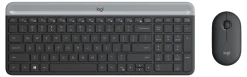Logitech® Wireless Keyboard & Mouse, Straight Full Size Keyboard, Graphite, Ambidextrous Optical Mouse, MK470 Slim