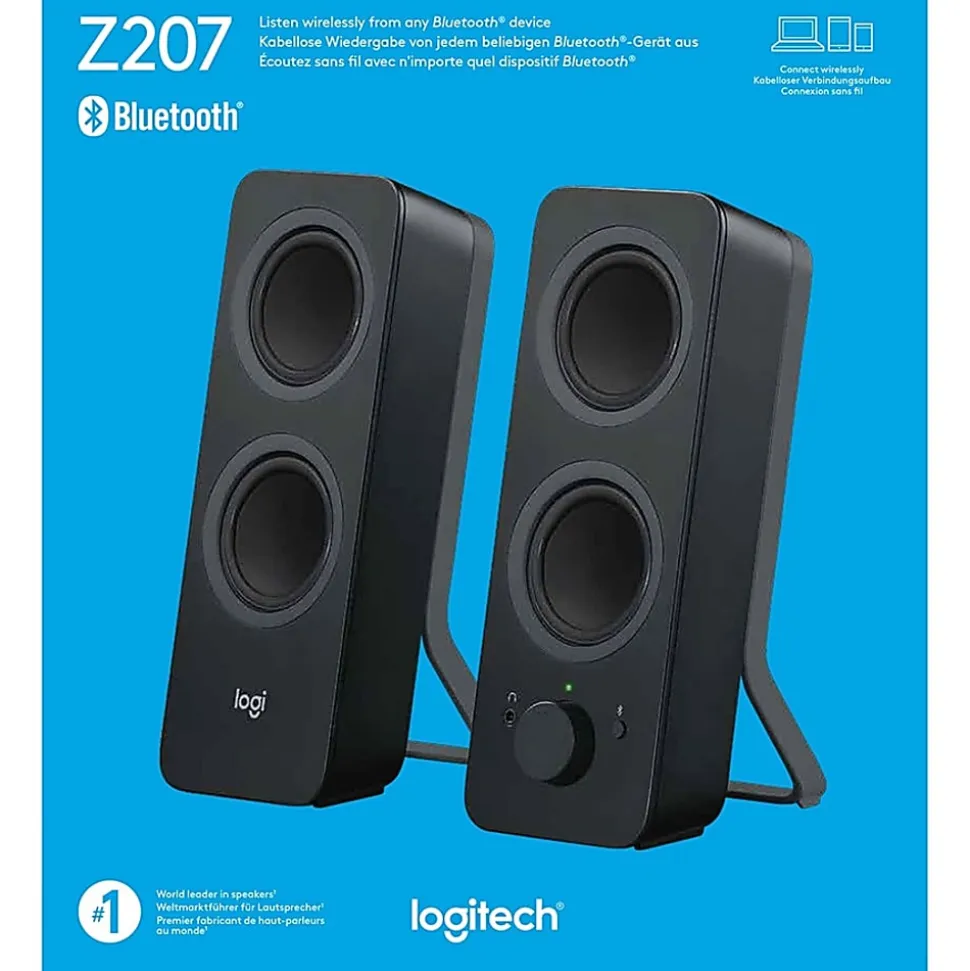Logitech® Z207 Bluetooth® Computer Speakers, Black, Pack Of 2