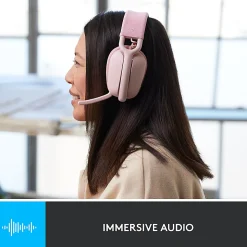 Logitech Zone Vibe 100 Wireless Over Ear Headphones, Noise Canceling Microphone - Rose - 981-001258